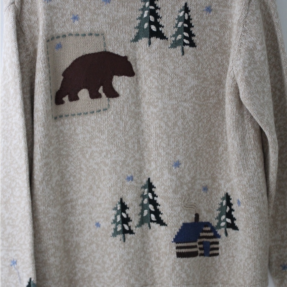 Beige Cardigan with Nature Motifs - Picture 2 of 3